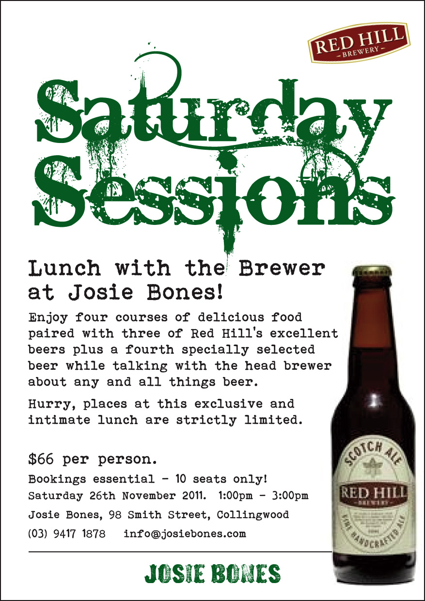 Flyer for Lunch with the Brewer at Josie Bones