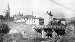 'The Artillery Brewery, Hobart, after its re-erection by William Gracie in the early 1870s, long after William Disher had left it.'