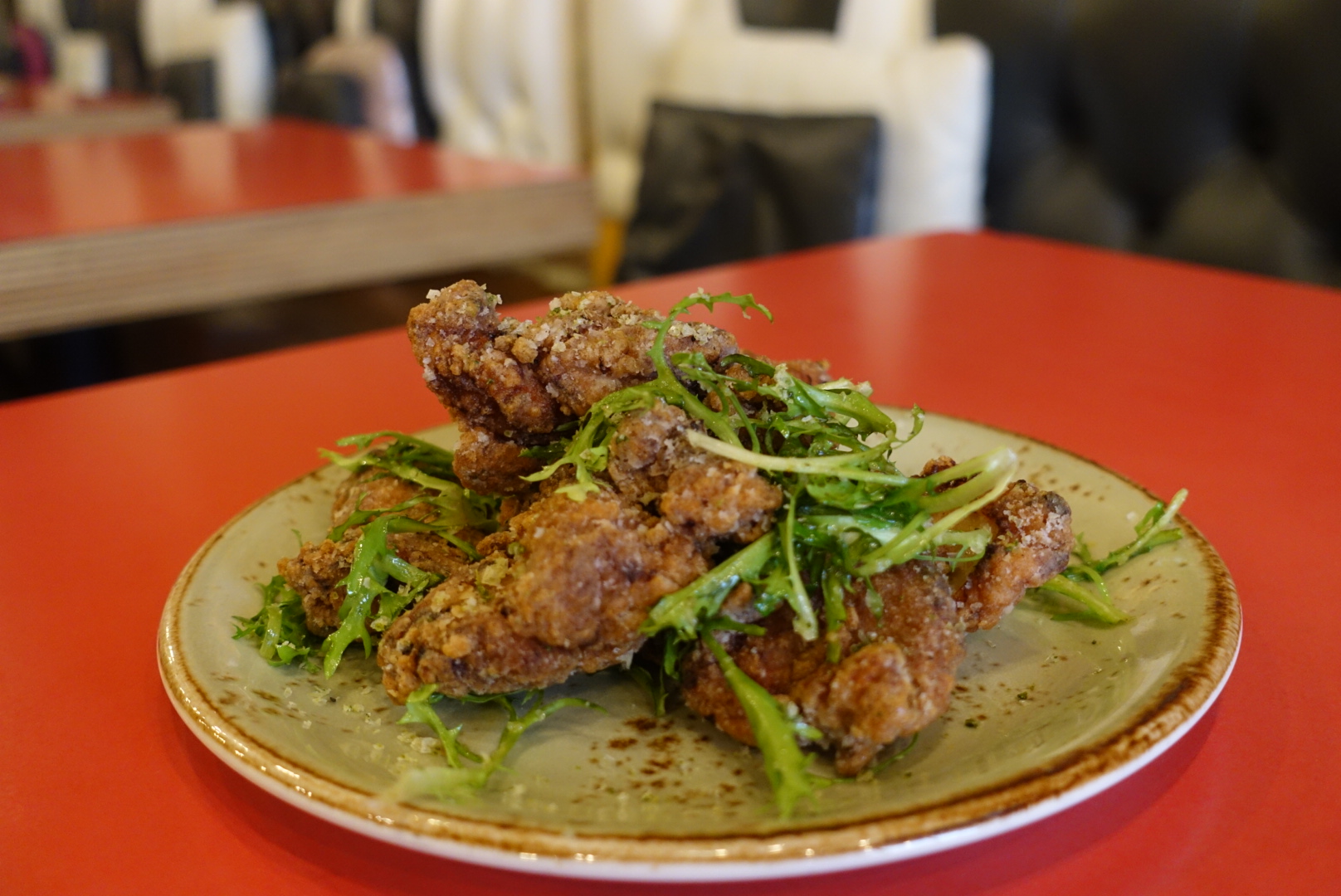 Miso fried chicken, hop salt